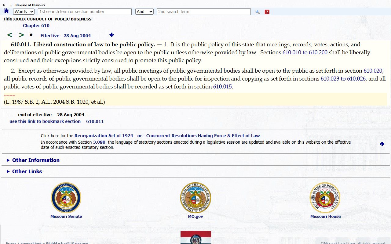 Miller County court records Missouri public records policy statute