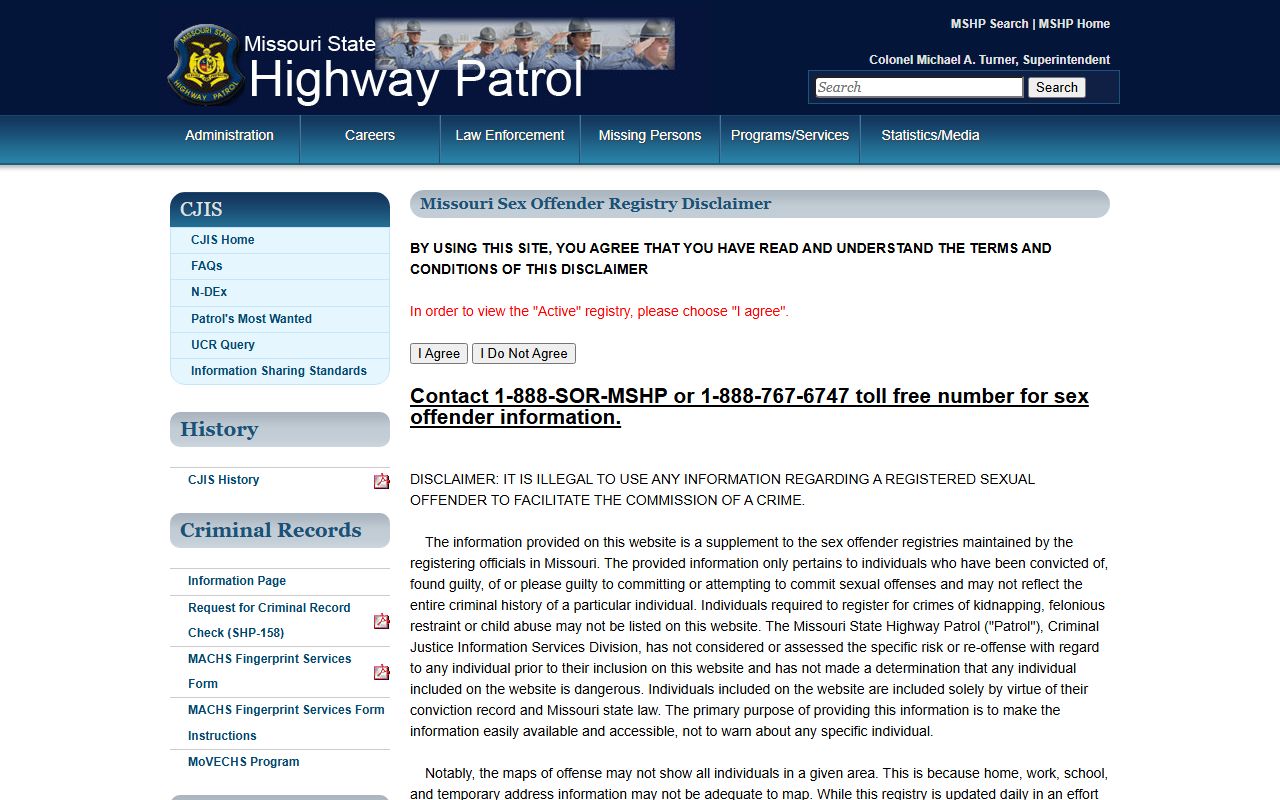 Miller County criminal records Missouri Highway Patrol registry information