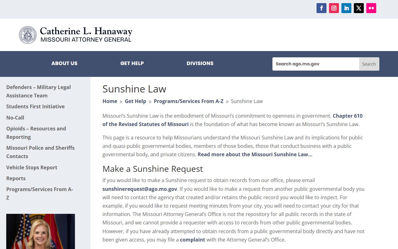 Miller County traffic court records Missouri Sunshine Law public records guidance